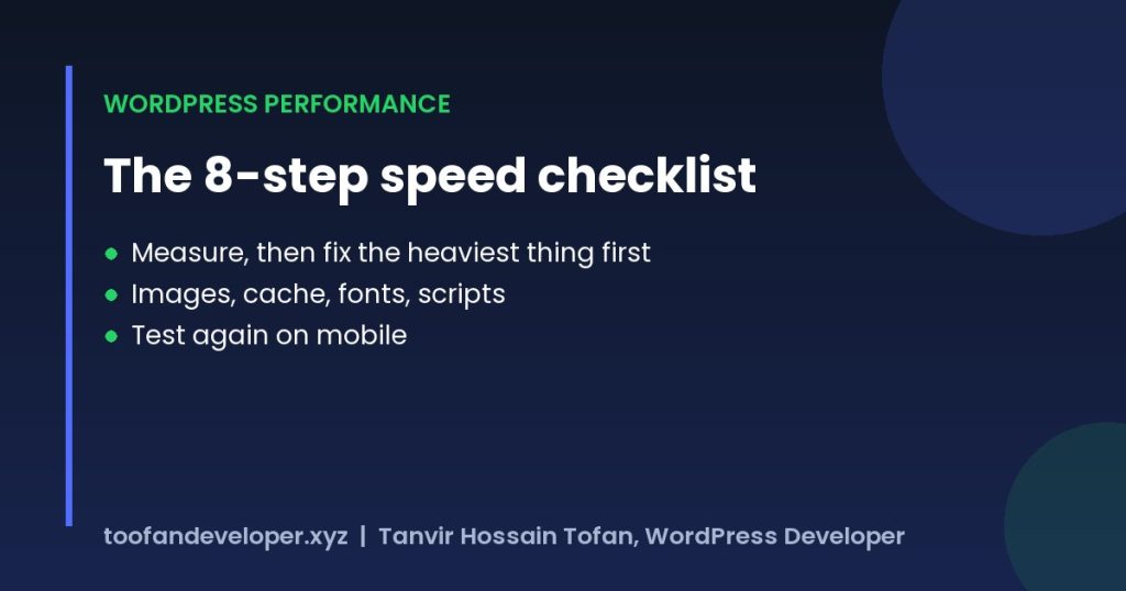 WordPress speed optimization checklist in 8 steps